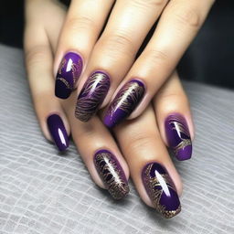 A beautifully designed manicure showcasing intricate nail art with vibrant colors and elegant patterns