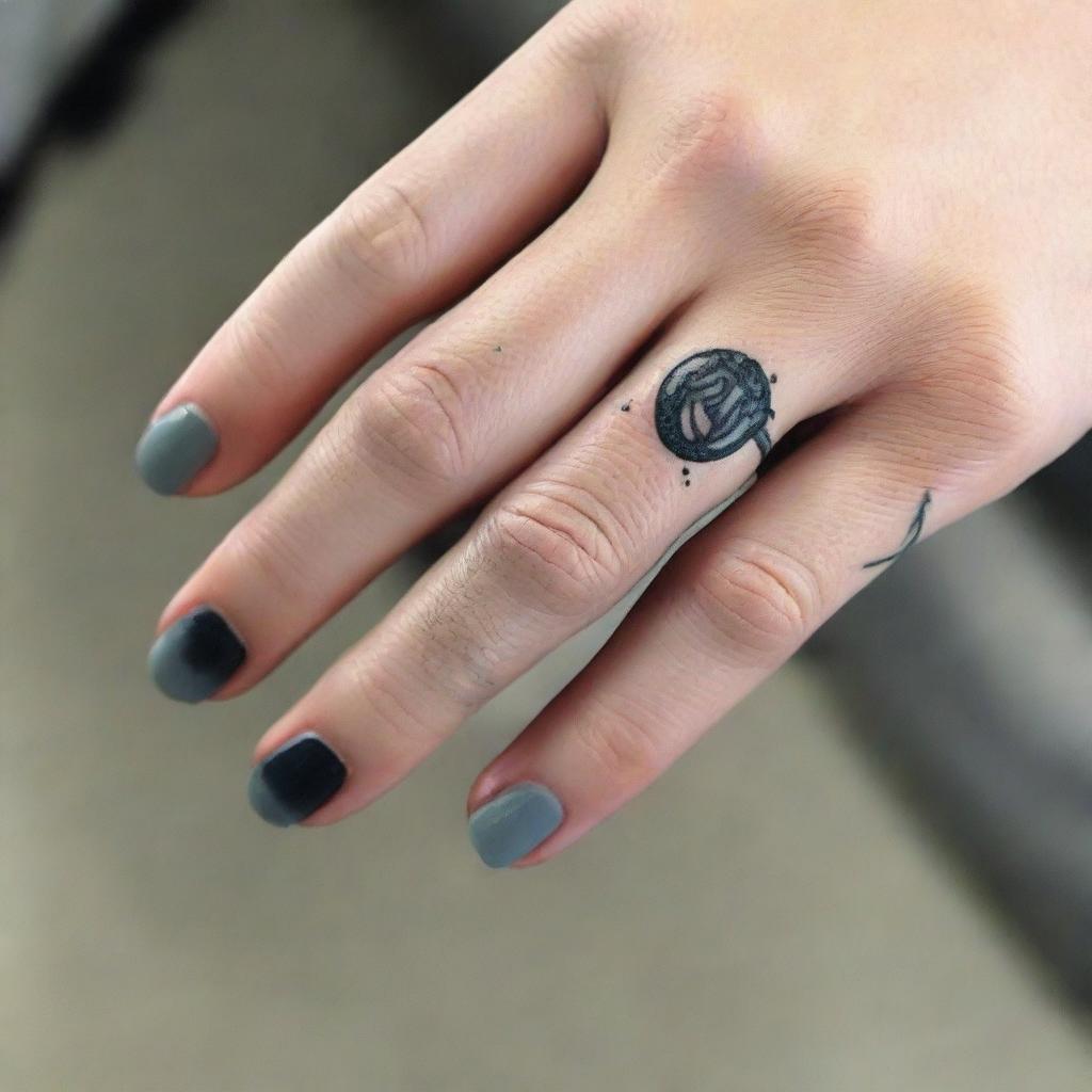 Create a set of finger tattoo ideas for couples, using only black and grey ink