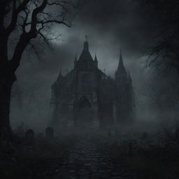 A dark, immersive 1920x1080 resolution background image for a souls-like game title screen, filled with hauntingly gothic atmosphere.