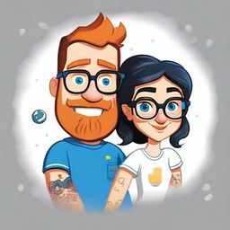 Create an image of a couple in the style of Pixar animation