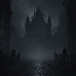 A dark, immersive 1920x1080 resolution background image for a souls-like game title screen, filled with hauntingly gothic atmosphere.