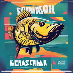 Create a vibrant poster for the Fisherman's Championship named Bassok, featuring a big fish as the main visual element