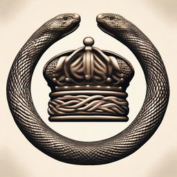 An image featuring a crown in the middle with a snake wrapping around it