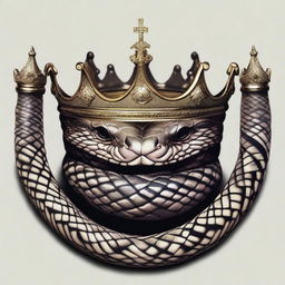 An image featuring a crown in the middle with a snake wrapping around it