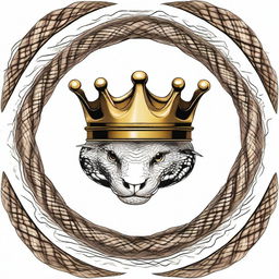 An image featuring a crown in the middle with a snake wrapping around it