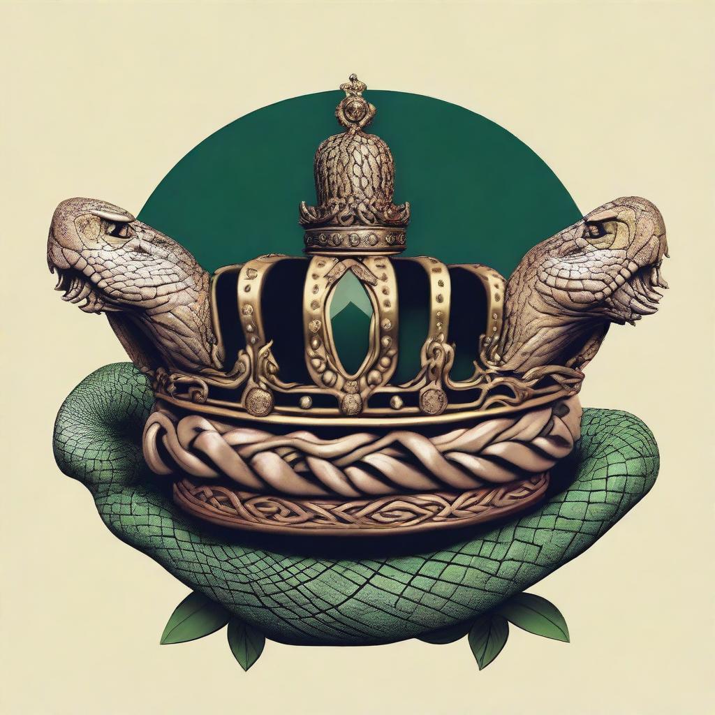 An image featuring a crown with a snake wrapped around it