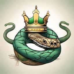 An image featuring a crown with a snake wrapped around it