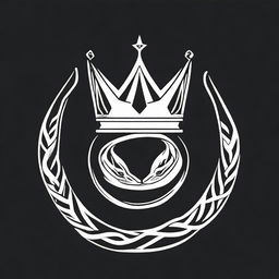 A minimalist, aesthetic image featuring a crown with a snake wrapped around it, drawn in thin lines