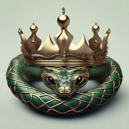 An aesthetic image featuring a crown with a snake wrapped around it