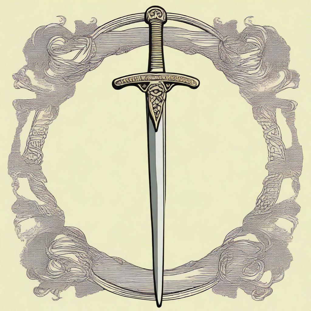 An image featuring a medieval decorated sword with a serpent wrapping around it