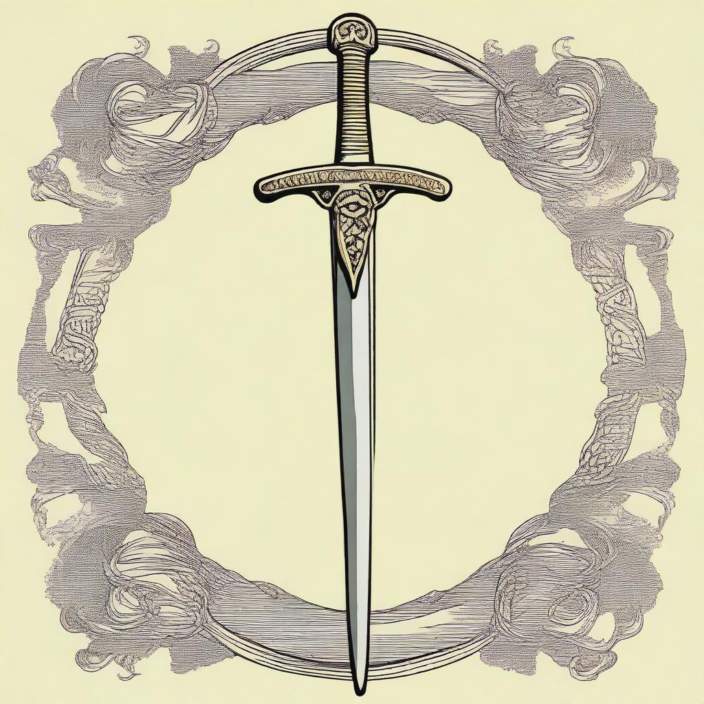 An image featuring a medieval decorated sword with a serpent wrapping around it