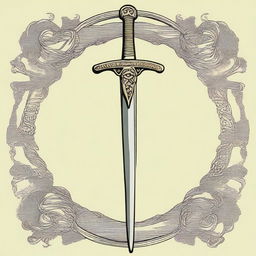 An image featuring a medieval decorated sword with a serpent wrapping around it