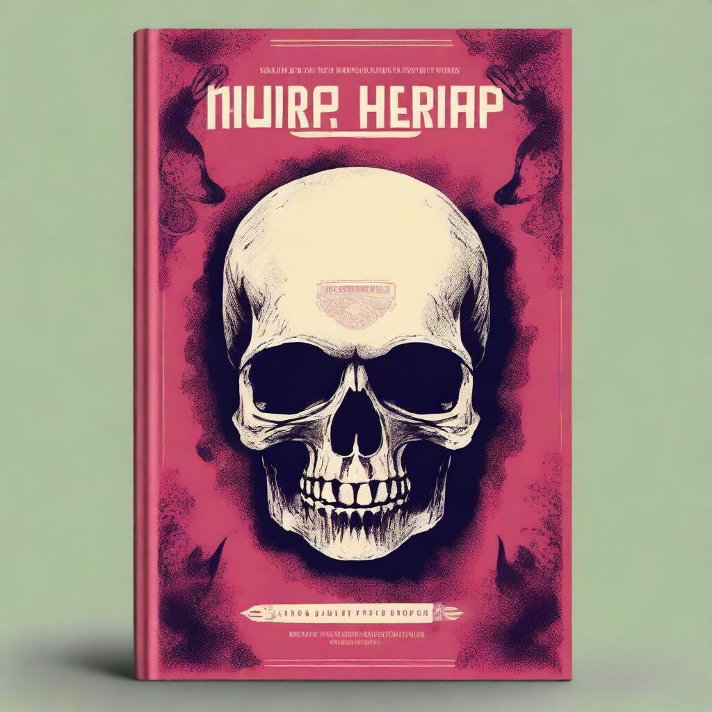 Create a vibrant and minimalist horror novel book cover featuring a skull, inspired by 1700s art and modern best-selling book covers