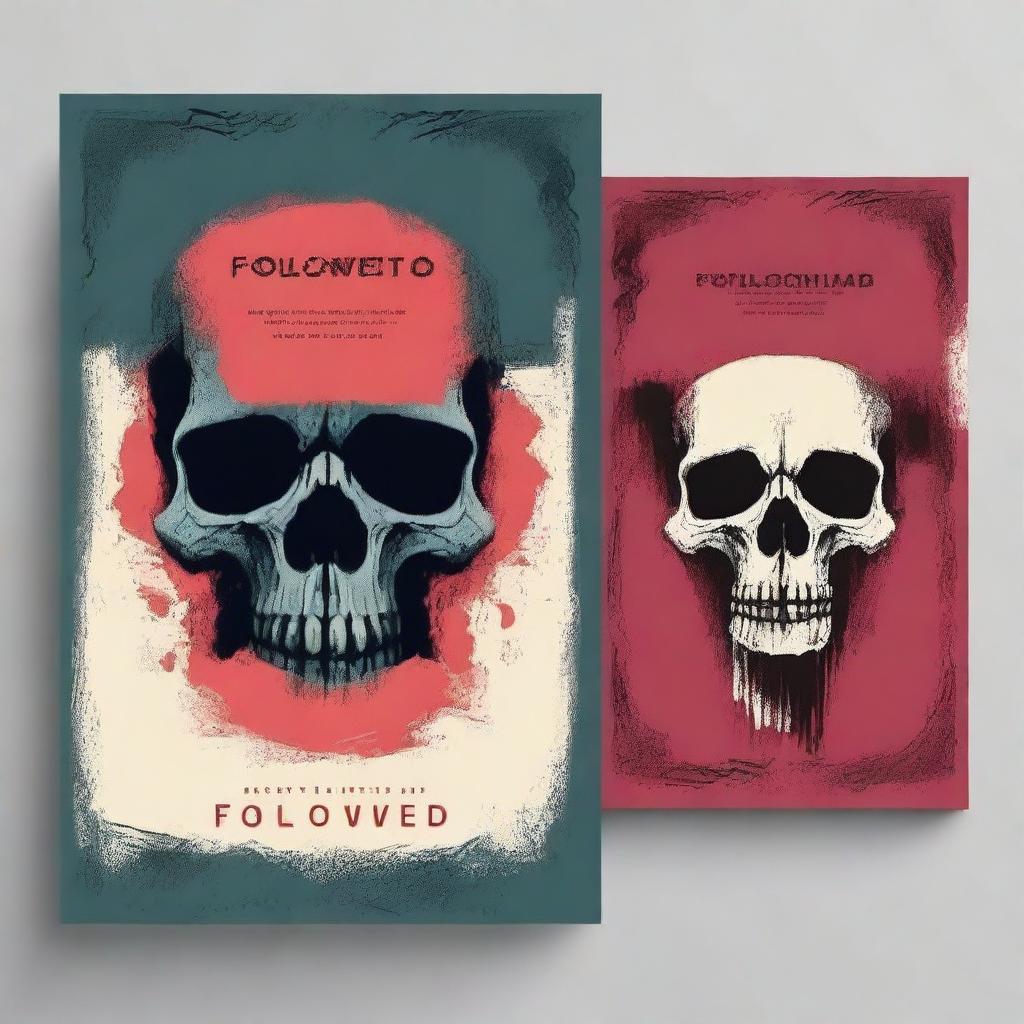 Design a vibrant and minimalist horror novel book cover titled 'Followed