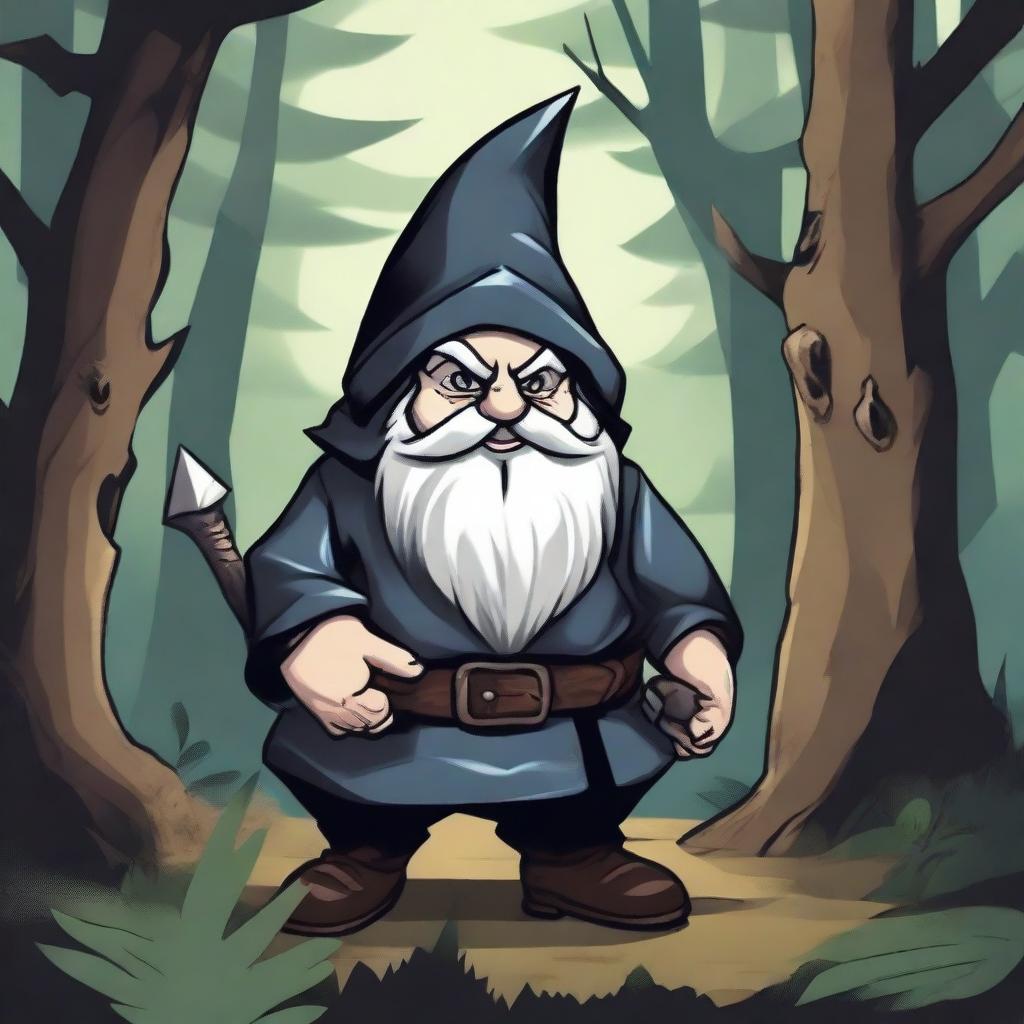 A rogue gnome character from Dungeons & Dragons, depicted in an art style reminiscent of classic D&D illustrations