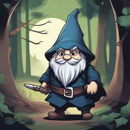 A rogue gnome character from Dungeons & Dragons, depicted in an art style reminiscent of classic D&D illustrations