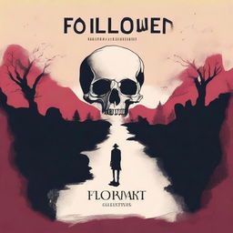 Design a vibrant and minimalist horror novel book cover titled 'Followed