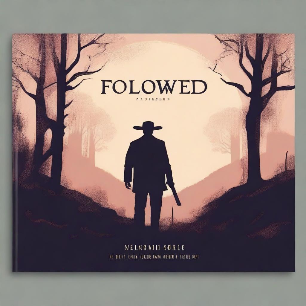 Design a minimalist horror novel book cover titled 'Followed