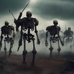 A skeletal army marching forward