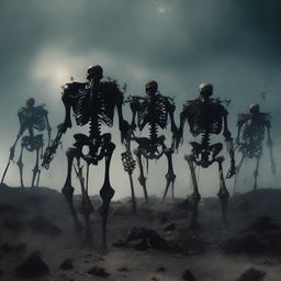 A skeletal army marching forward