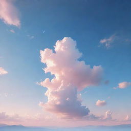 An animated depiction of a serene sky with celestial blue and soft pink hues