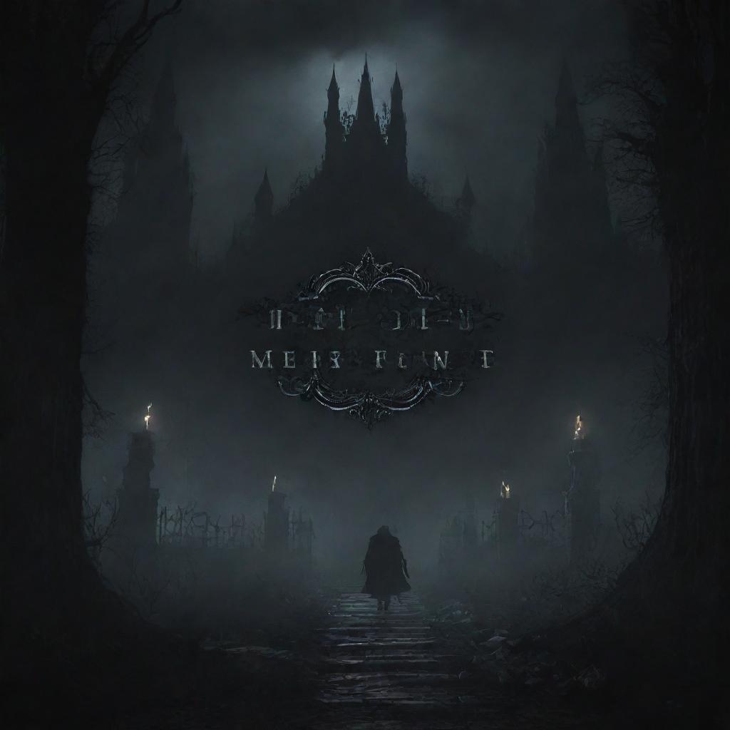 A title screen background embodying the dark, atmospheric and gothic elements associated with a souls-like game.