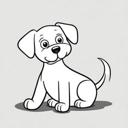 A cute dog in a playful pose, outlined clearly for a colouring book page