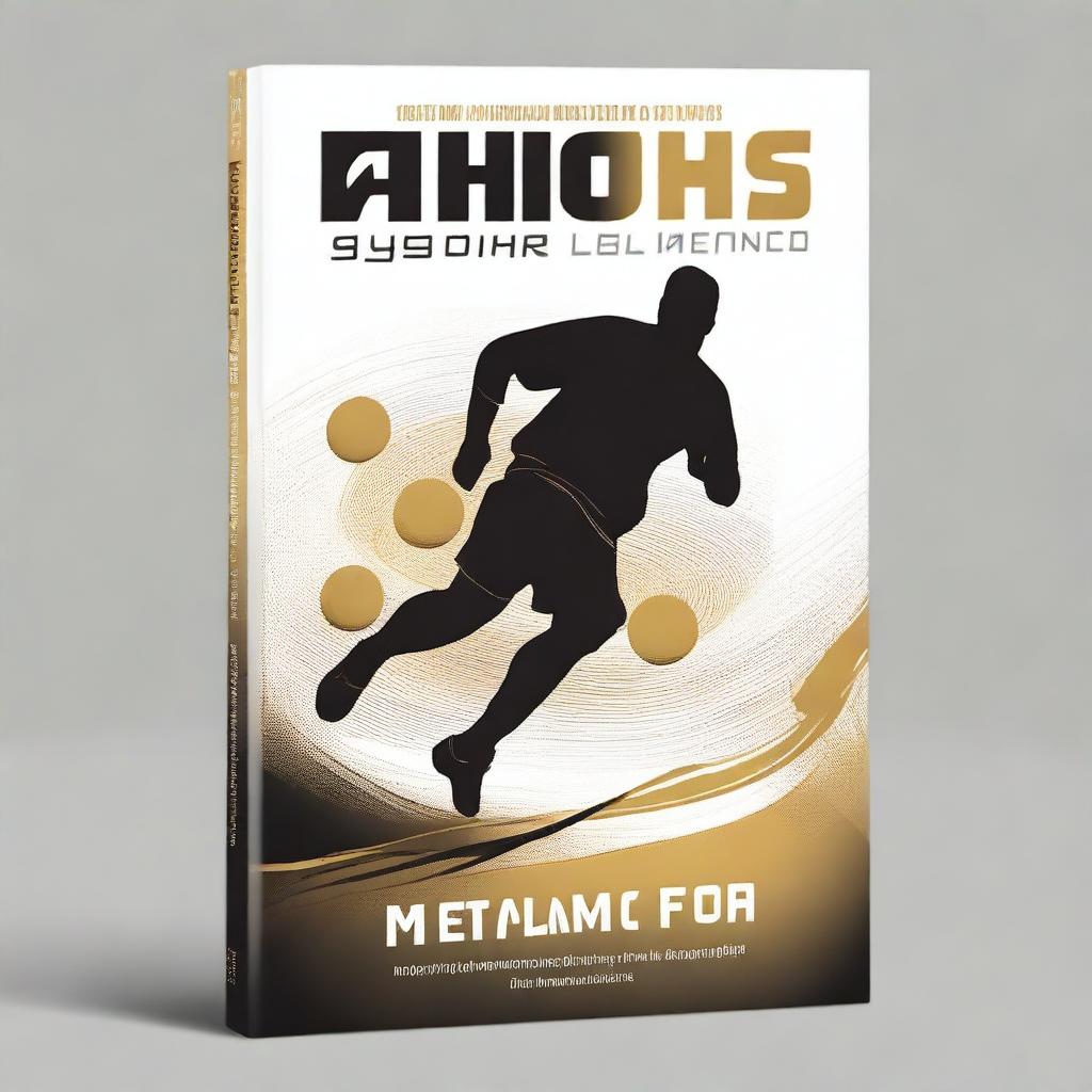 Design a book cover that is shiny and black, incorporating images of athletes playing sports