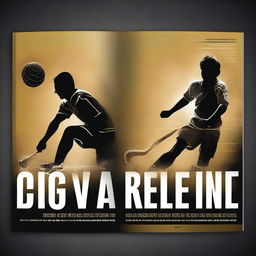 Design a book cover that is shiny and black, incorporating images of athletes playing sports