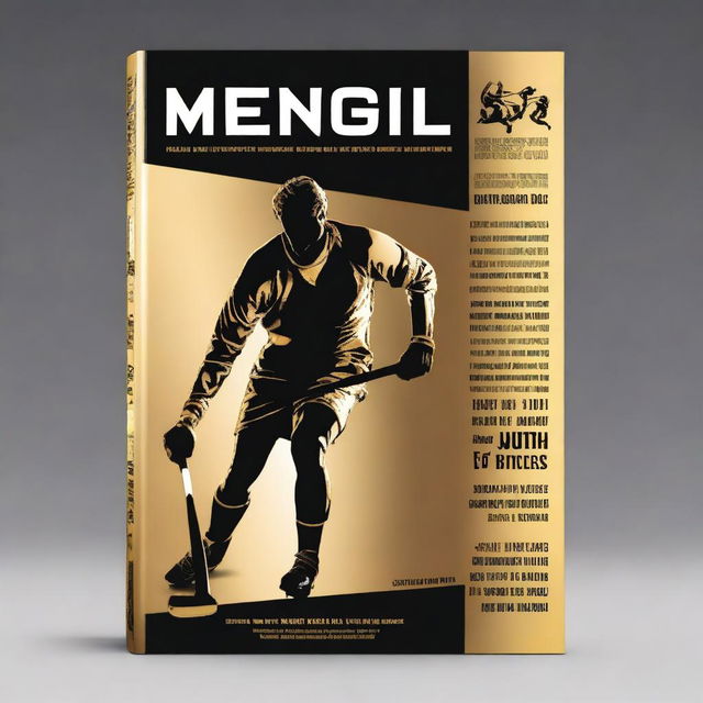 Design a book cover that is shiny and black, incorporating even more realistic images of athletes playing sports