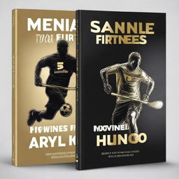 Design a book cover that is shiny and black, incorporating even more realistic images of athletes playing sports