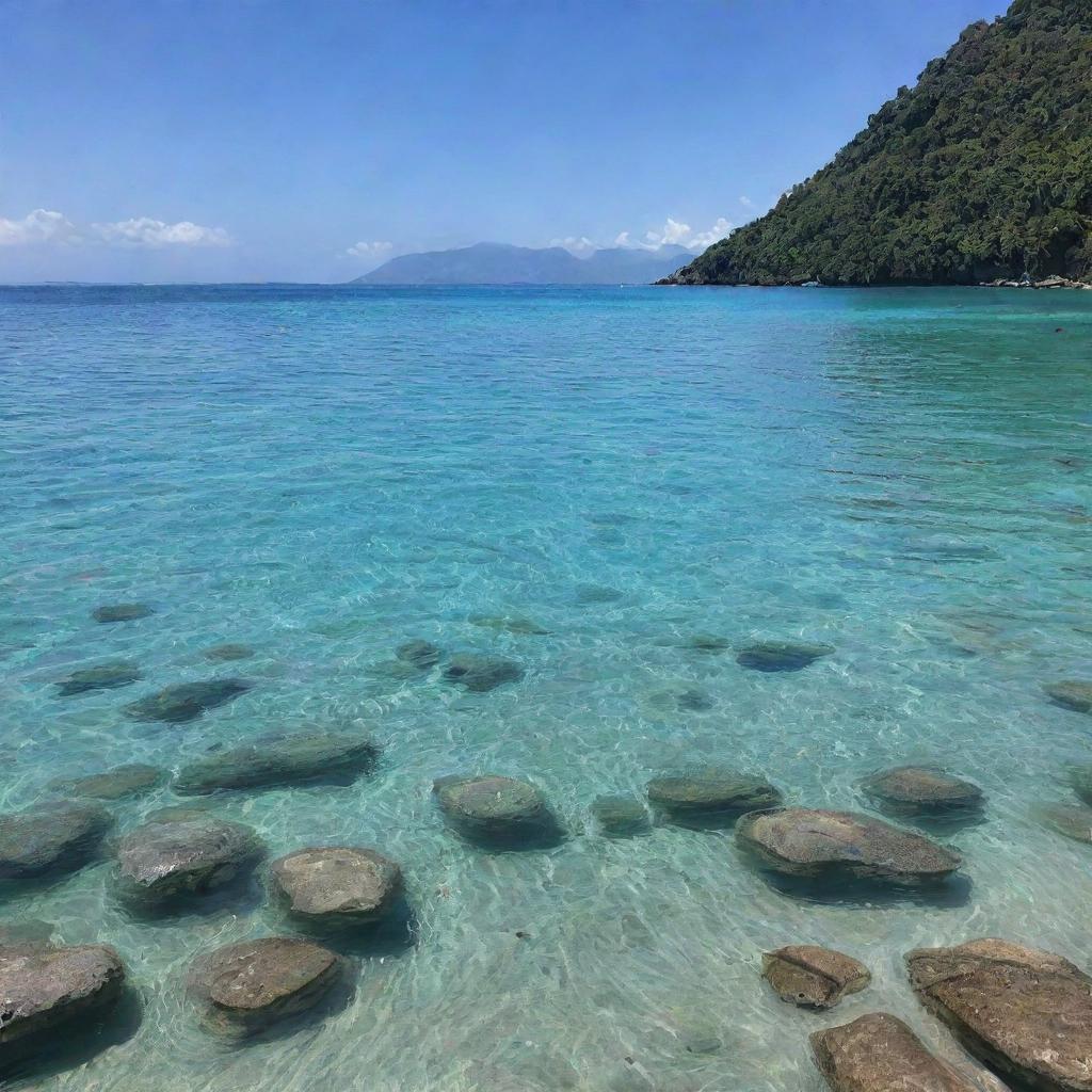 Crystal clear water view, capturing its shimmering and serene nature