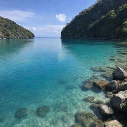 Crystal clear water view, capturing its shimmering and serene nature