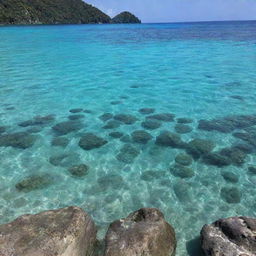 Crystal clear water view, capturing its shimmering and serene nature