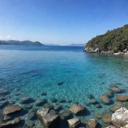 Crystal clear water view, capturing its shimmering and serene nature