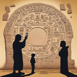 In a forgotten, ancient setting, a child and an elderly person stand together, symbolizing the cycle of life from birth to death