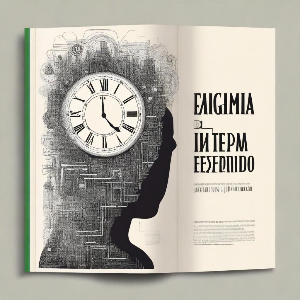 Design a book cover titled 'Enigma do Tempo Esquecido'