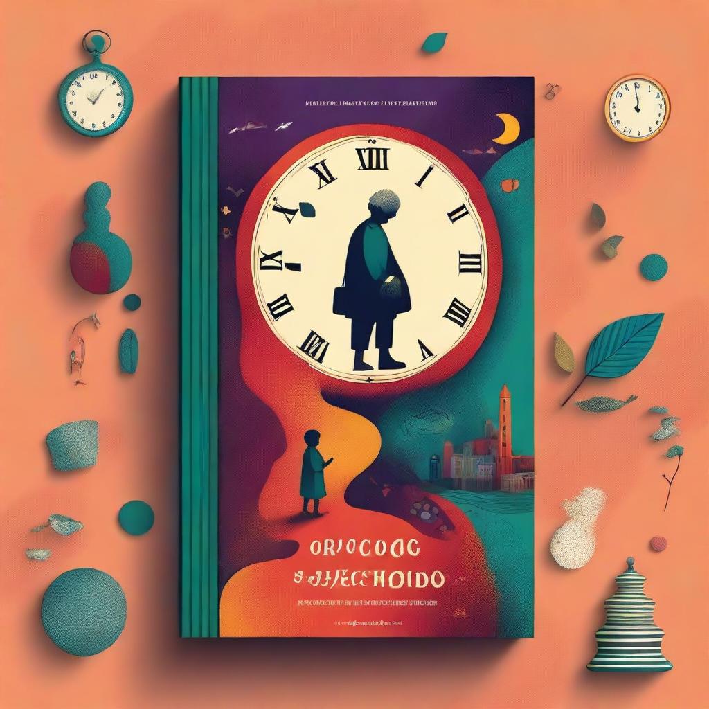 A captivating book cover design featuring an intriguing and mysterious scene with the title 'O Enigma do Tempo Esquecido'