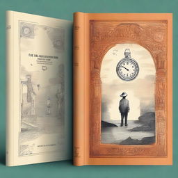 A captivating book cover design featuring an intriguing and mysterious scene with the title 'O Enigma do Tempo Esquecido'