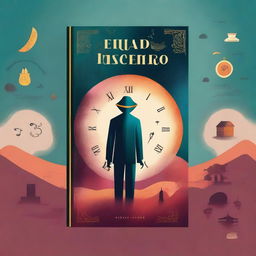 A captivating book cover design featuring an intriguing and mysterious scene with the title 'O Enigma do Tempo Esquecido'