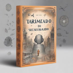 A captivating and complex book cover design featuring an intriguing and mysterious scene with the title 'O Enigma do Tempo Esquecido'