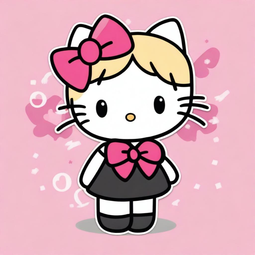 Create an image of Hello Kitty with blonde and black hair