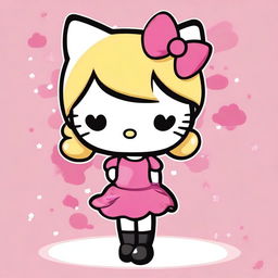 Create an image of Hello Kitty with blonde and black hair