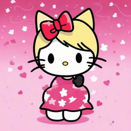 Create an image of Hello Kitty with blonde and black hair