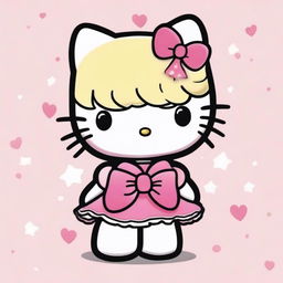 Create an image of Hello Kitty with blonde and black hair