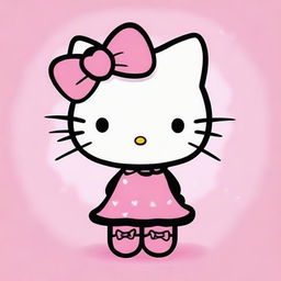 Create an image of Hello Kitty with short black hair