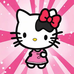 Create an image of Hello Kitty with short black hair