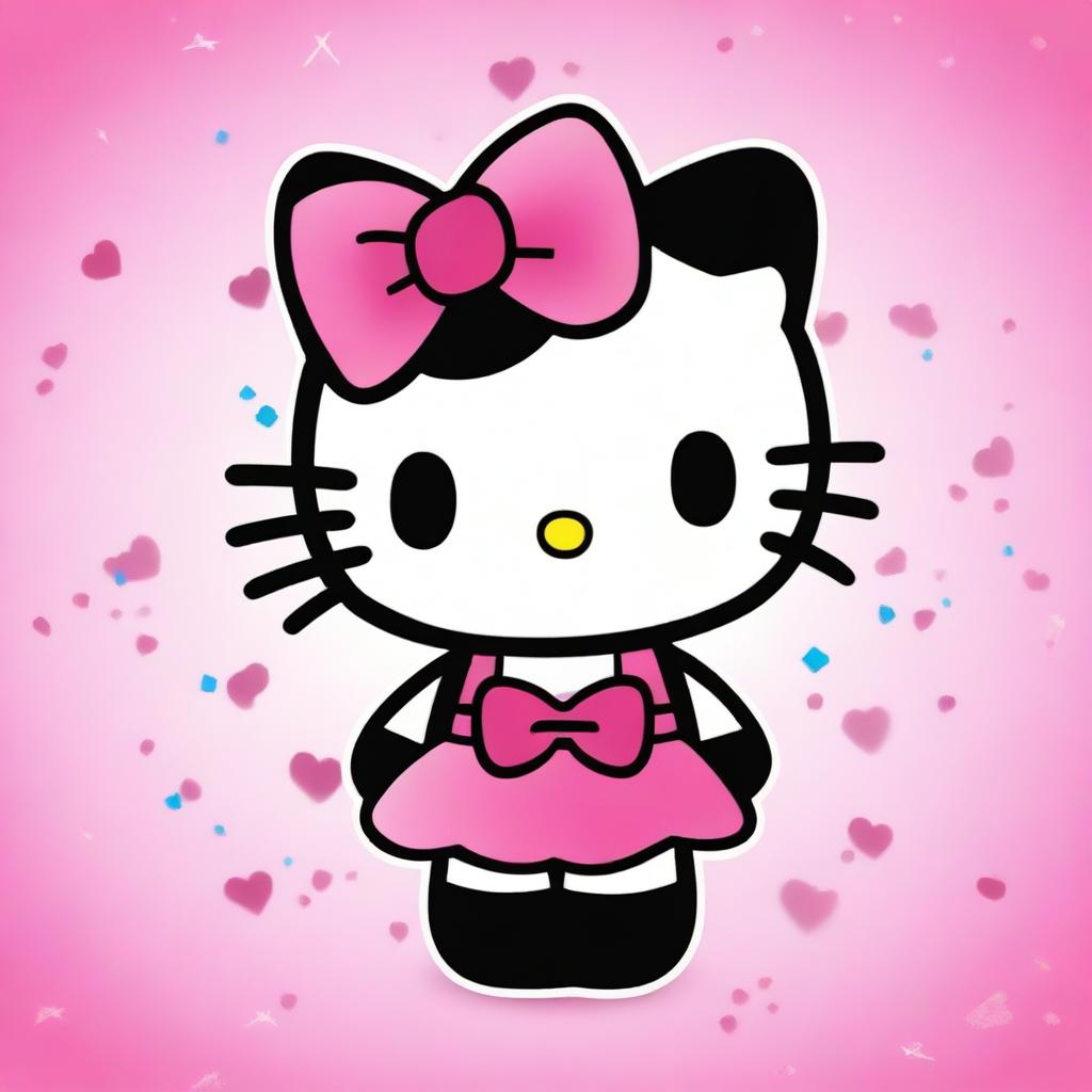 Create an image of Hello Kitty with short black hair