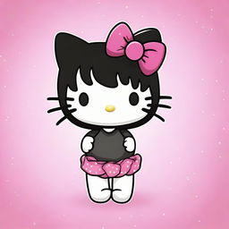 Create an image of Hello Kitty with short black hair