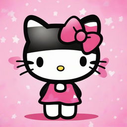 Create an image of Hello Kitty with short black hair